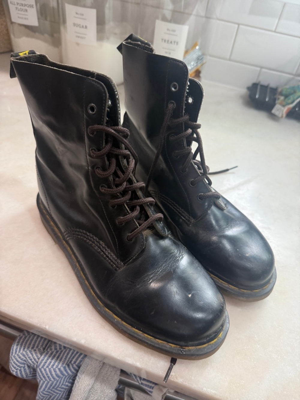 Dr. Martens Black Leather Lace-Up Combat Boots